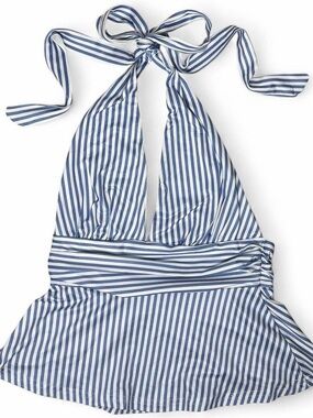 Blue White Stripe Halter Tie Top XS Brandy Melville Style Coquette Coastal Beach